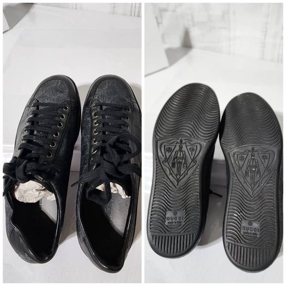 Authentic Gucci Ace Brooklyn Graphite GG Supreme Low Top Sneakers Black/Grey - Picture 12 of 12